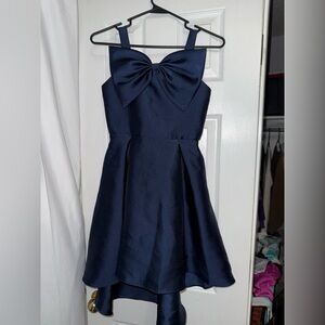 Rare Editions Navy Blue Formal Kids Dress with Bow